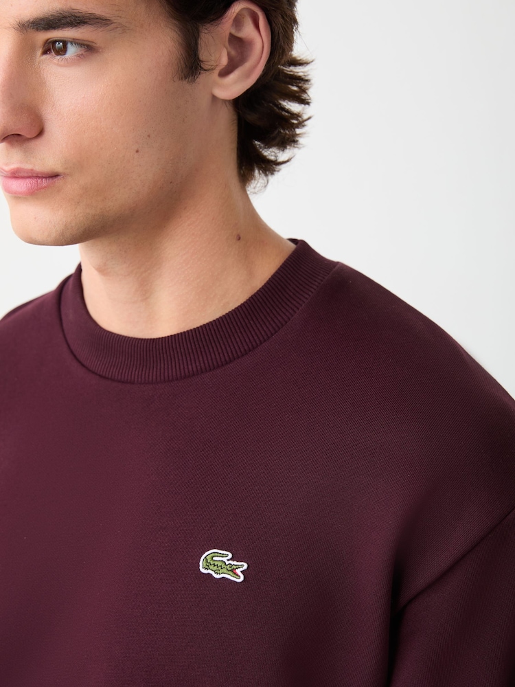 Lacoste Burgundy Classic Fit Fleece Sweatshirt - Image 4 of 4 Lacoste Burgundy Classic Fit Fleece Sweatshirt - Image 4 of 4