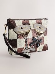 Chocolate Brown Espresso Martini Embellished Pouch - Image 1 of 5