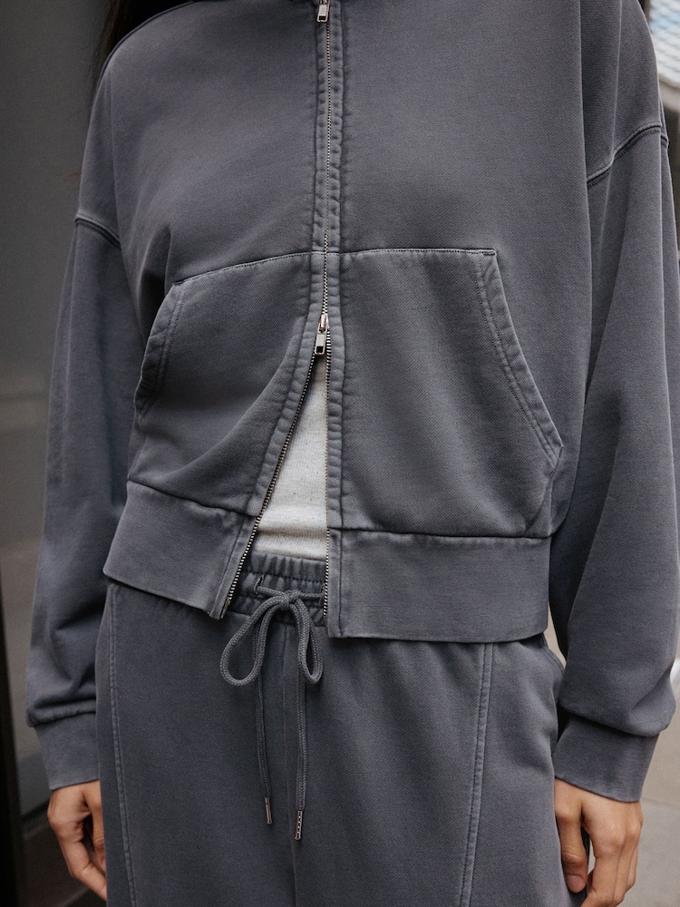 Anthrazitgrau - Hoodie mit durchgehendem Reißverschluss - Bild 6 von 6 Anthrazitgrau - Hoodie mit durchgehendem Reißverschluss - Bild 6 von 6