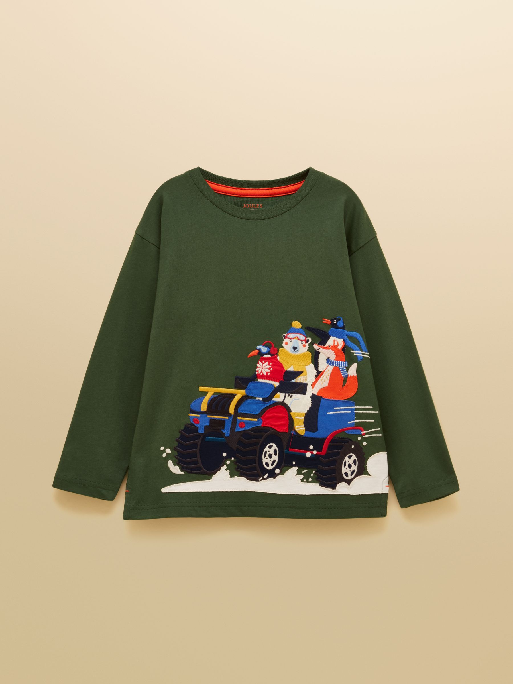Buy Green - Joules Boys' Finlay Long Sleeve Applique Graphic T-Shirt ...