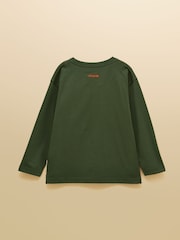 Joules Boys' Finlay Green Long Sleeve Applique Graphic T-Shirt - Image 2 of 4