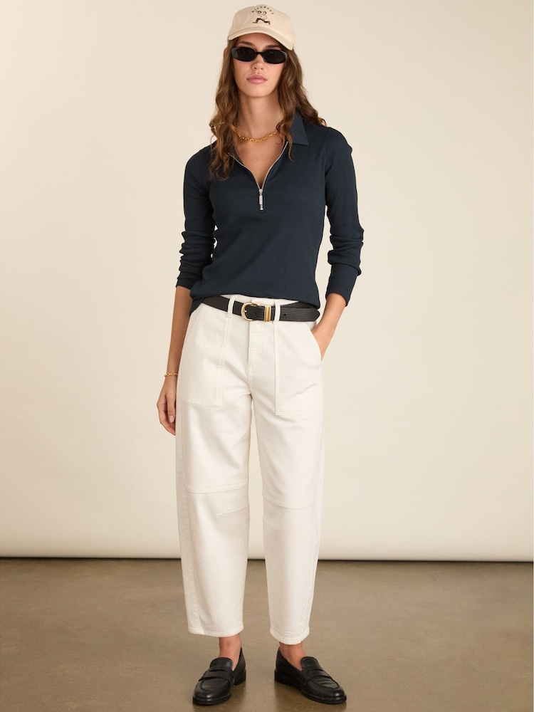 Baukjen Blue Cotton Zip Collar Top - Image 2 of 6