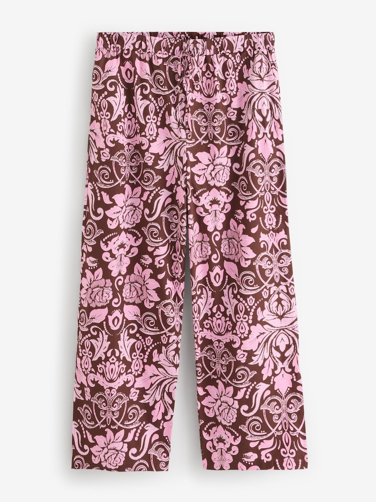 Another Sunday Brown Floral Print Poplin Trousers - Image 1 of 1