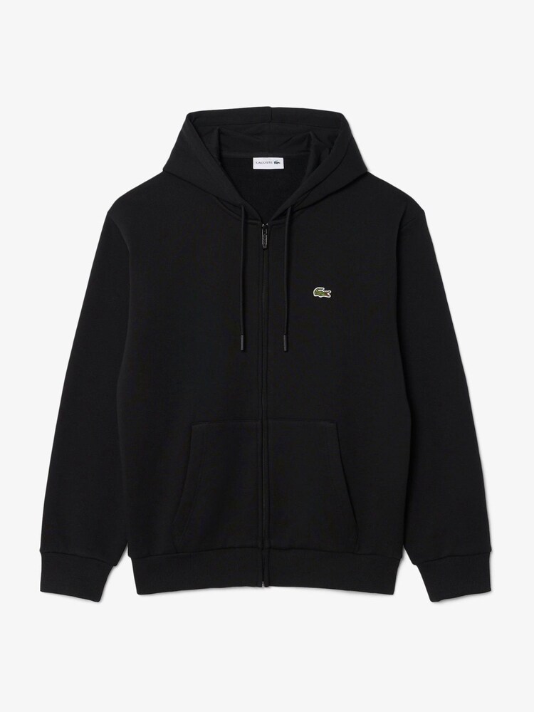 Lacoste Black Classic Fit Fleece Zipped Front Hoodie - Image 1 of 3