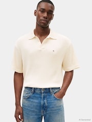 Tommy Hilfiger Natural Relaxed Fit Open Knit Polo Shirt - Image 1 of 5
