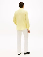 Tommy Hilfiger Yellow Regular Fit Washed Pure Linen Shirt - Image 3 of 5