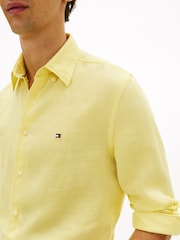 Tommy Hilfiger Yellow Regular Fit Washed Pure Linen Shirt - Image 4 of 5