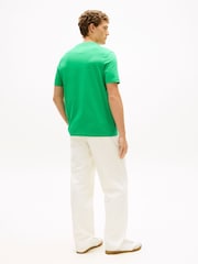 أخضر - Tommy Hilfiger Logo Embroidery Jersey T-Shirt - Image 3 of 5