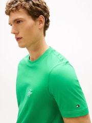 أخضر - Tommy Hilfiger Logo Embroidery Jersey T-Shirt - Image 4 of 5