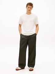 كريم - Tommy Hilfiger Tonal Logo Embroidery Crew Neck T-Shirt - Image 2 of 5