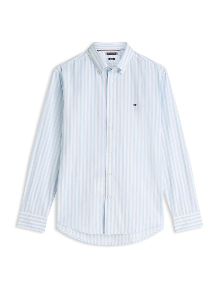 Tommy Hilfiger Sweet Blue / Stripe Flex Regular Fit Stripe Poplin Shirt - Image 5 of 5 Tommy Hilfiger Sweet Blue / Stripe Flex Regular Fit Stripe Poplin Shirt - Image 5 of 5