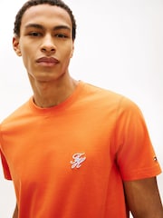 برتقالي - Tommy Hilfiger Logo Embroidery Jersey T-Shirt - Image 4 of 5