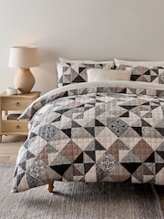 Black/White Quilted Patchwork 2.5 Tog Duvet Cover and Pillowcase Set - Image 1 of 4