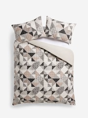 Black/White Quilted Patchwork 2.5 Tog Duvet Cover and Pillowcase Set - Image 4 of 4