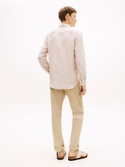 Tommy Hilfiger Brown Regular Fit Bengal Stripe Pure Linen Shirt - Image 3 of 5