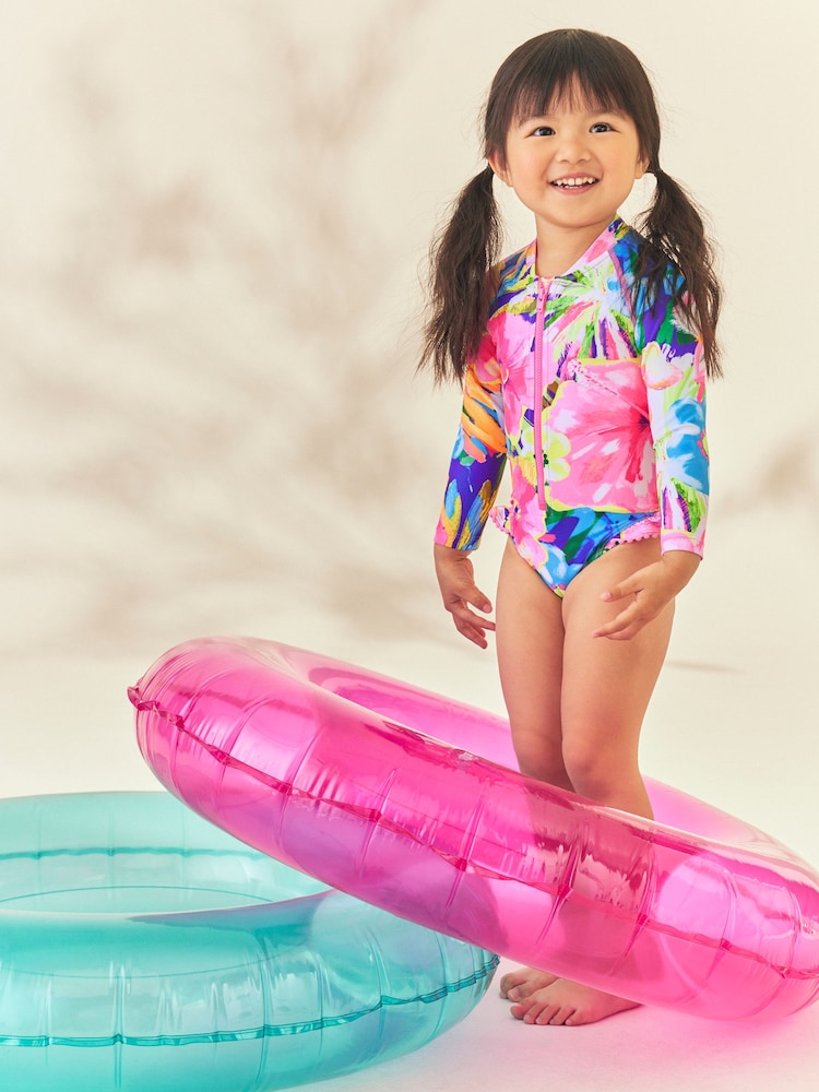 Bright Tropical Sunsafe Long Sleeve Swimsuit (3mths-7yrs) - Image 2 of 8 Bright Tropical Sunsafe Long Sleeve Swimsuit (3mths-7yrs) - Image 2 of 8