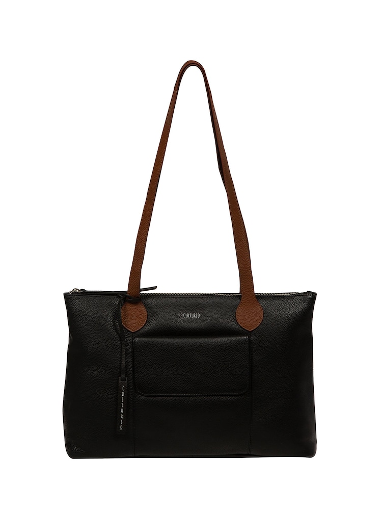 Cultured London Solange Leather Tote Black Bag - Image 1 of 8 Cultured London Solange Leather Tote Black Bag - Image 1 of 8