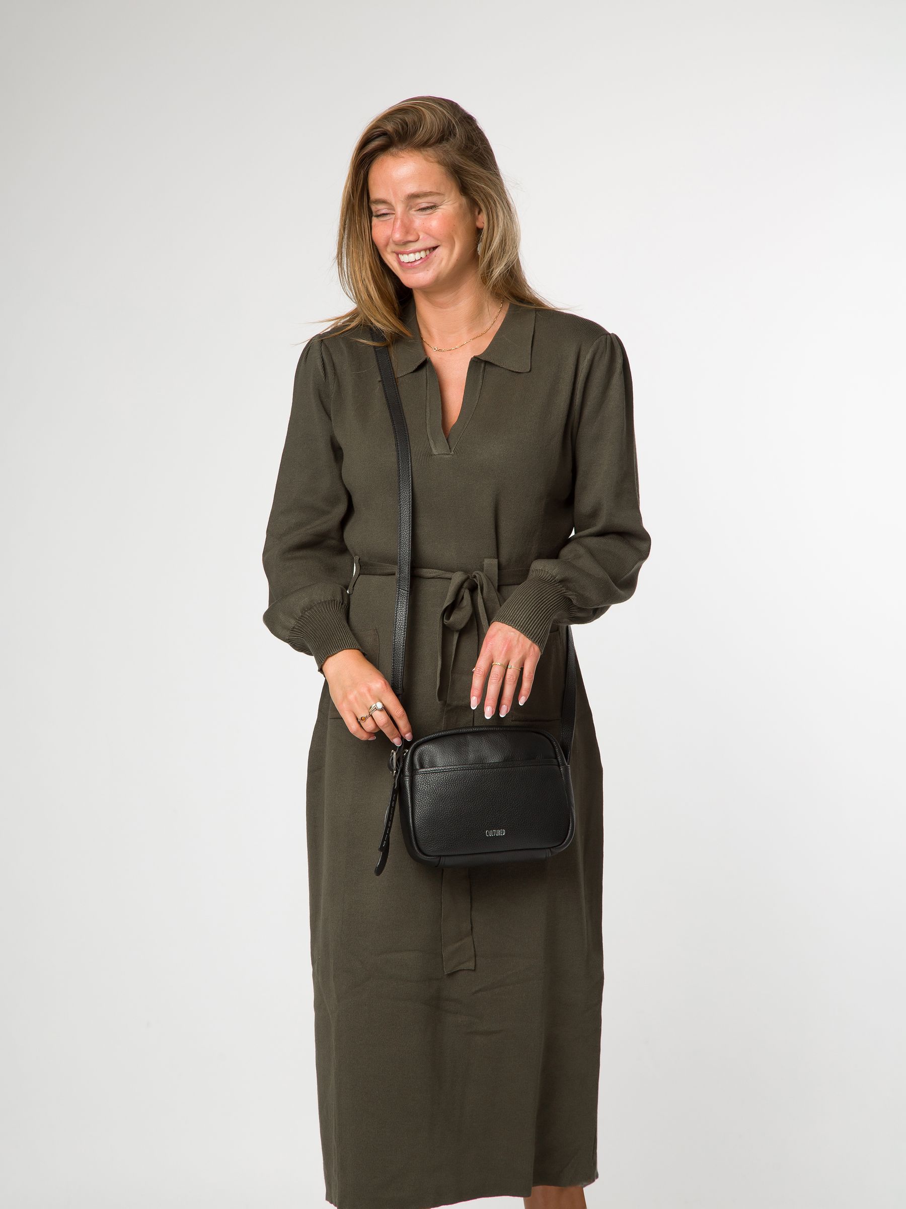 Buy Cultured London Black Ariella Leather Cross-Body Bag from the