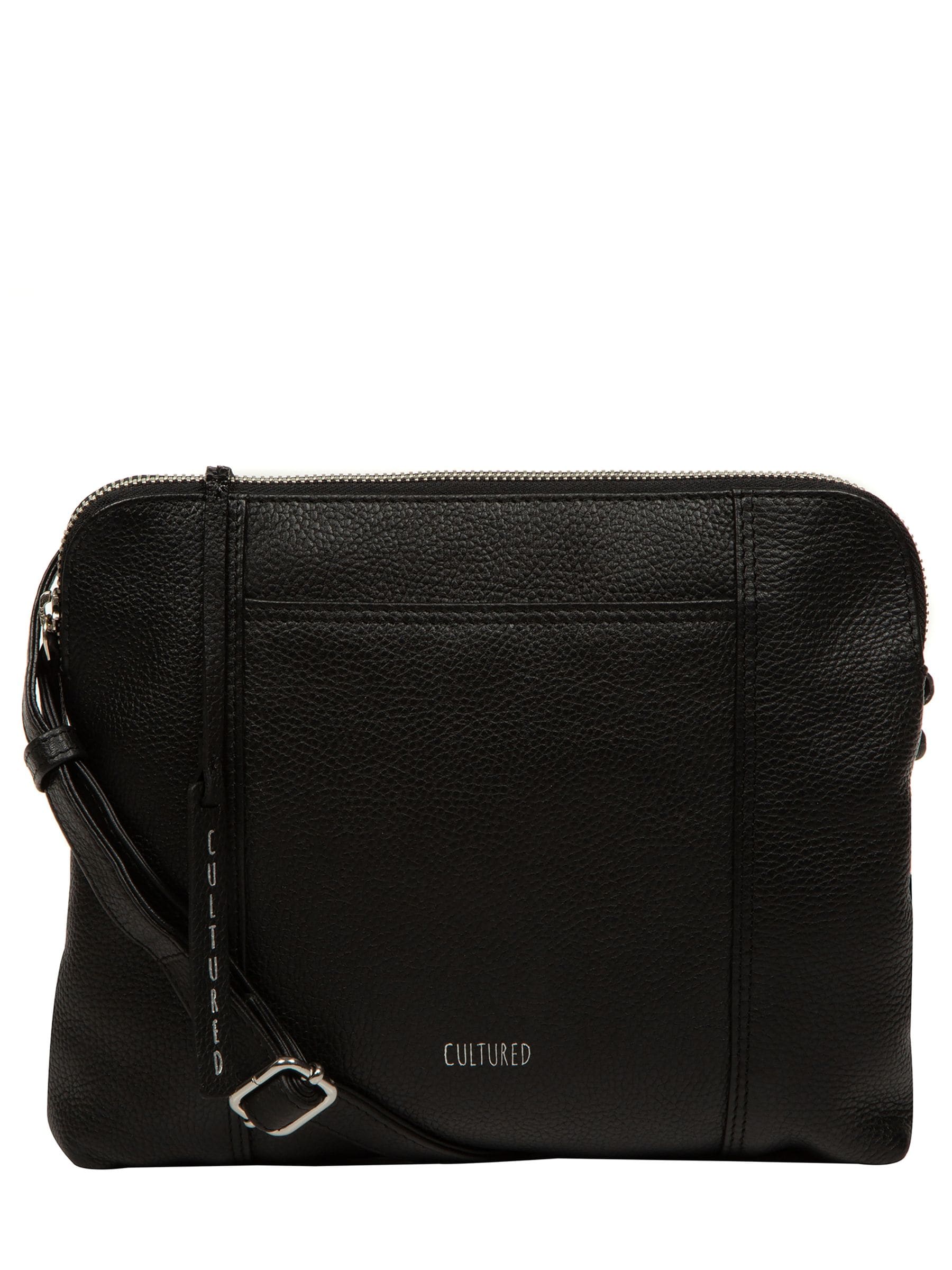Cultured London Women's Black Celina Leather Cross-Body Bag