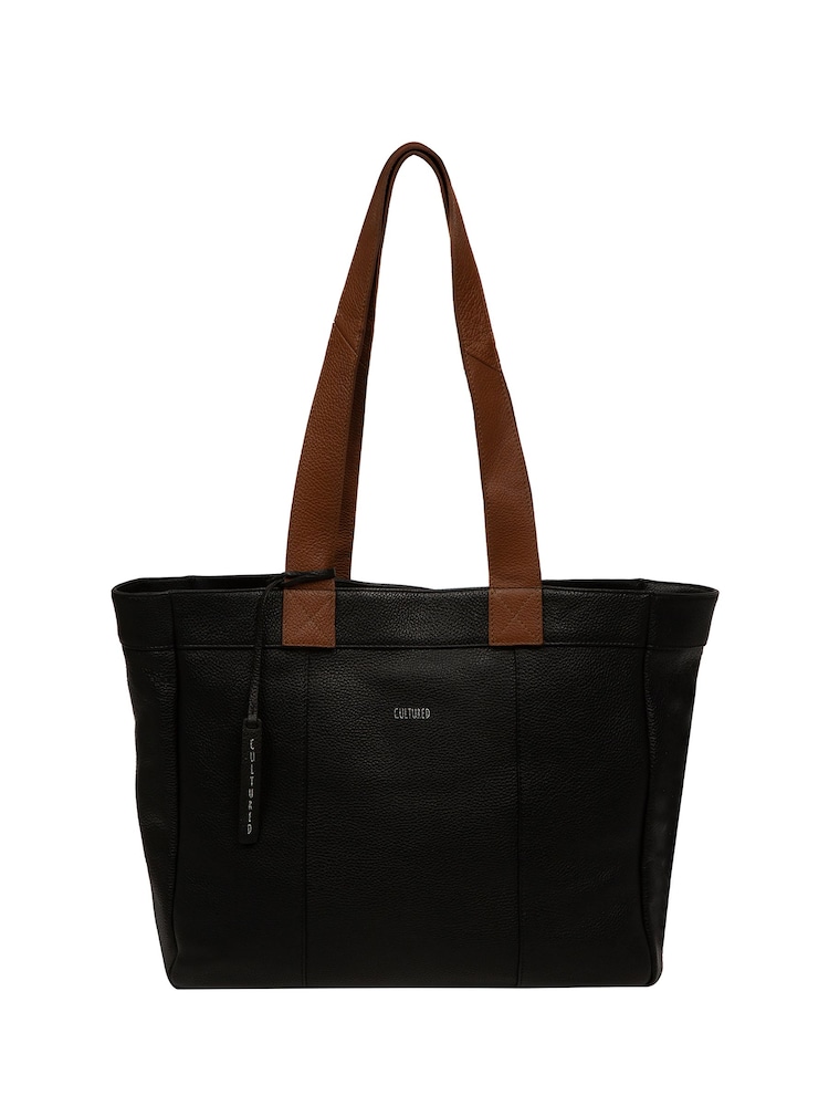 Cultured London Gisella Leather Black Tote Bag - Image 1 of 7