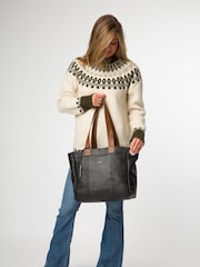 Cultured London Gisella Leather Black Tote Bag - Image 7 of 7