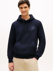 Tommy Hilfiger Blue Logo Embroidery Terry Hoodie - Image 1 of 5