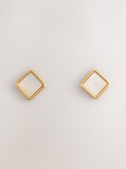 Χρυσαφί απόχρωση - Waterproof Stainless Steel Mother of Pearl Stud Earrings - Εικόνα 1 του 1