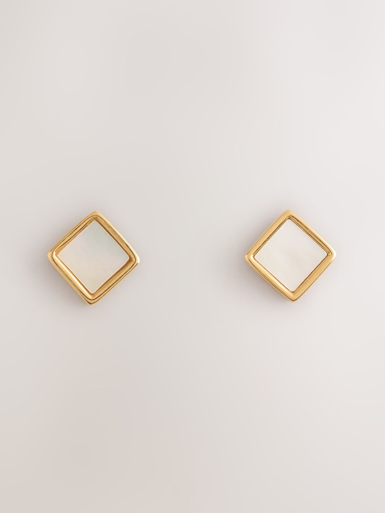 Χρυσαφί απόχρωση - Waterproof Stainless Steel Mother of Pearl Stud Earrings - Εικόνα 1 του 1 Χρυσαφί απόχρωση - Waterproof Stainless Steel Mother of Pearl Stud Earrings - Εικόνα 1 του 1