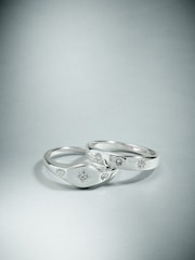 Сріблястий тон - Waterproof Stainless Steel Star Sparkle Rings 2 Pack - Image 1 of 3