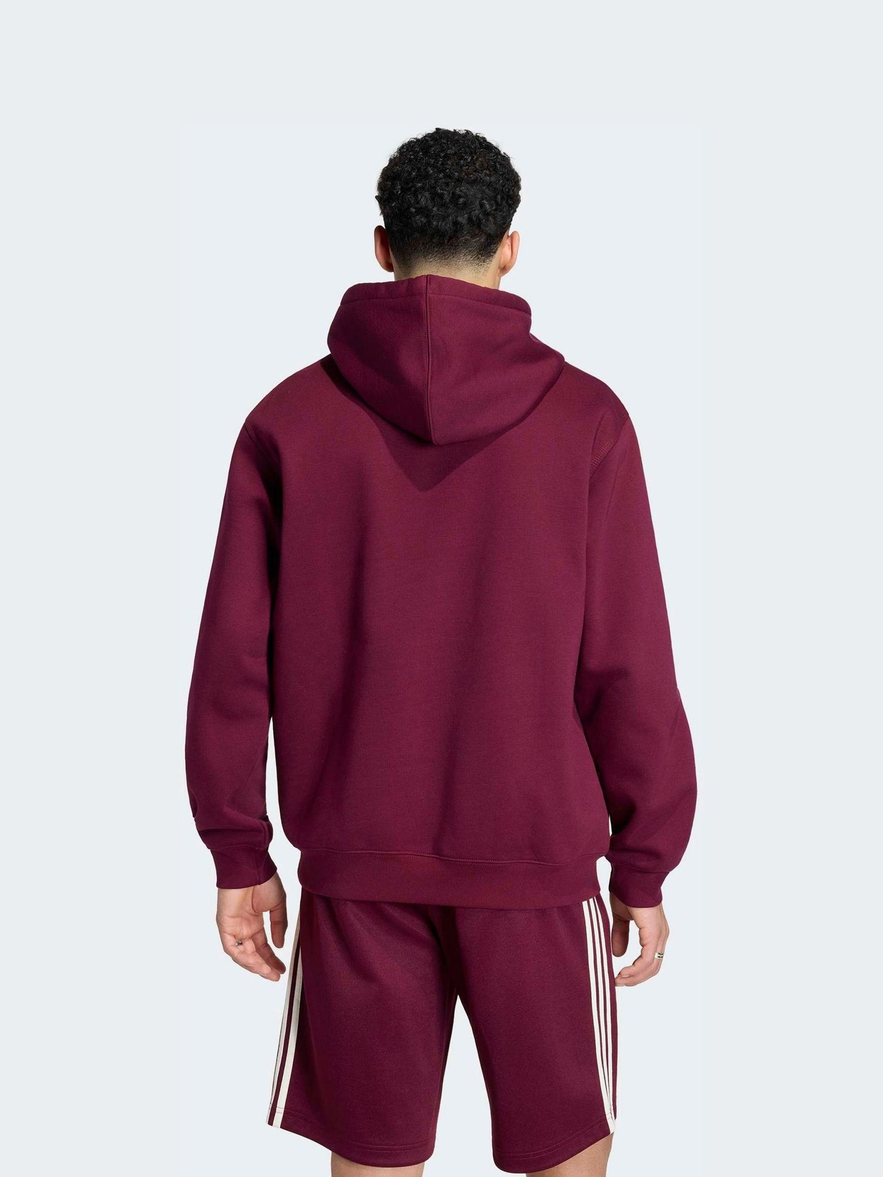 Buy adidas Originals Burgundy Red Trefoil Essentials Hoodie from