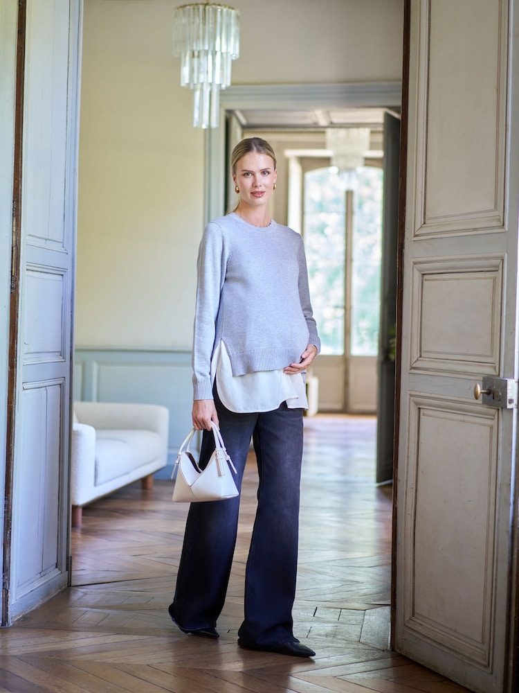 Seraphine Maternity Scalloped Knit Nursing Shirt & Jumper Set - Billede 2 af 6