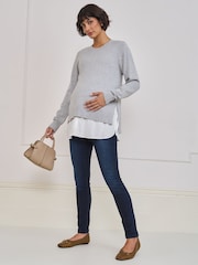 Seraphine Maternity Scalloped Knit Nursing Shirt & Jumper Set - Billede 3 af 6