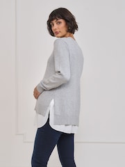 Seraphine Maternity Scalloped Knit Nursing Shirt & Jumper Set - Billede 5 af 6
