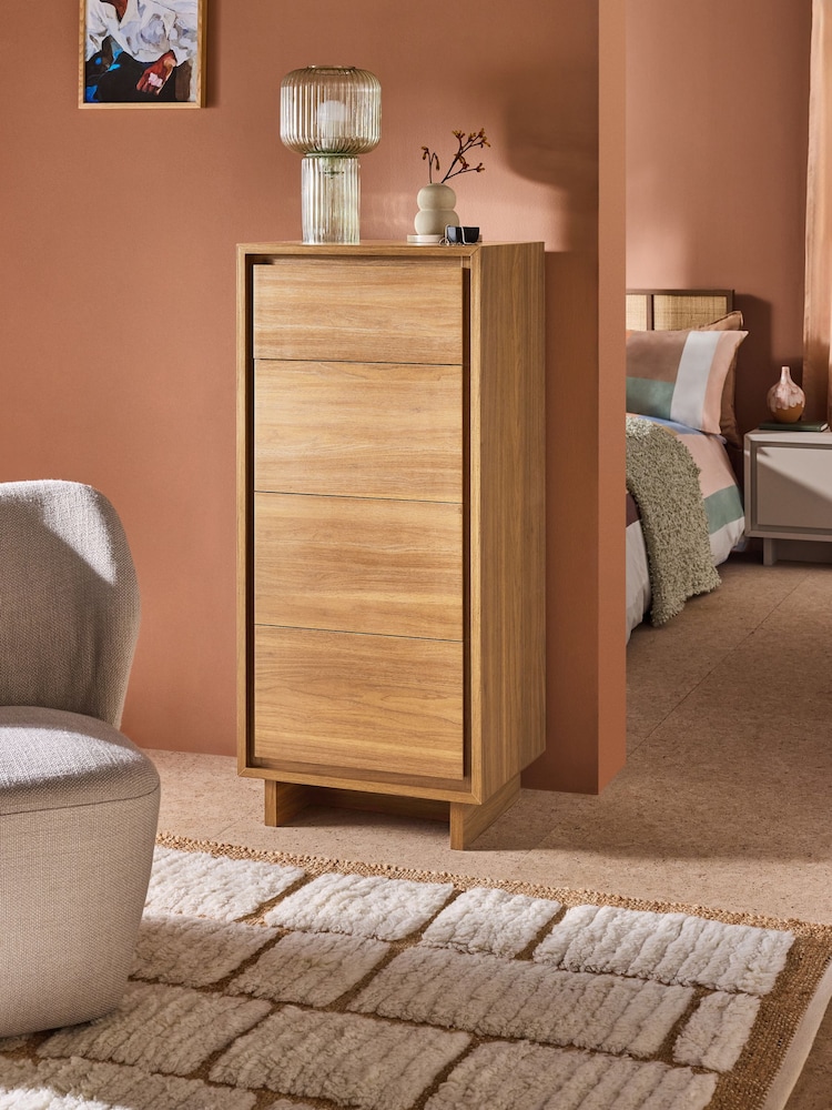 MADE.COM Oak Effect Kaci 4 Drawer Tall Chest - Image 1 of 6 MADE.COM Oak Effect Kaci 4 Drawer Tall Chest - Image 1 of 6