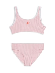 Tommy Hilfiger Pink Logo Embroidery Seersucker Bralette Bikini Set - Image 1 of 2