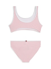 Tommy Hilfiger Pink Logo Embroidery Seersucker Bralette Bikini Set - Image 2 of 2