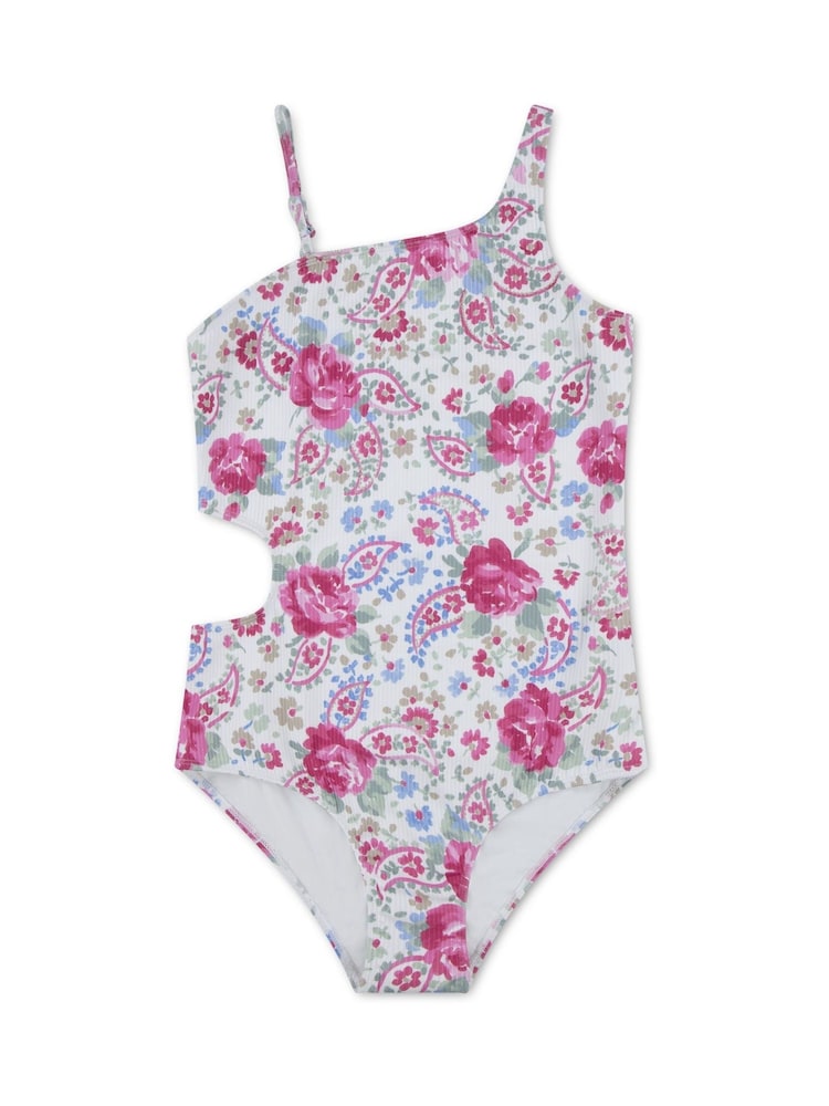 Abercrombie & Fitch White Asymmetric Cut-Out Swimsuit - Image 1 of 3