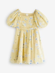 Galben - Abercrombie & Fitch Emerson Gauze Puff Sleeve Dress - Imaginea 1 din 1