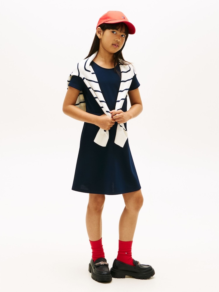 Tommy Hilfiger Blue Essential Short Sleeve Skater Dress - Image 1 of 5