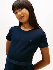Tommy Hilfiger Blue Essential Short Sleeve Skater Dress - Image 4 of 5