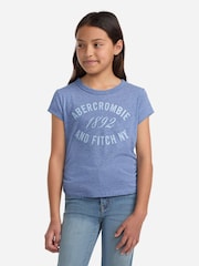 Abercrombie & Fitch Blue Ruched Short Sleeve T-Shirt - Image 1 of 7