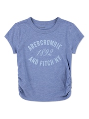 Abercrombie & Fitch Blue Ruched Short Sleeve T-Shirt - Image 4 of 7