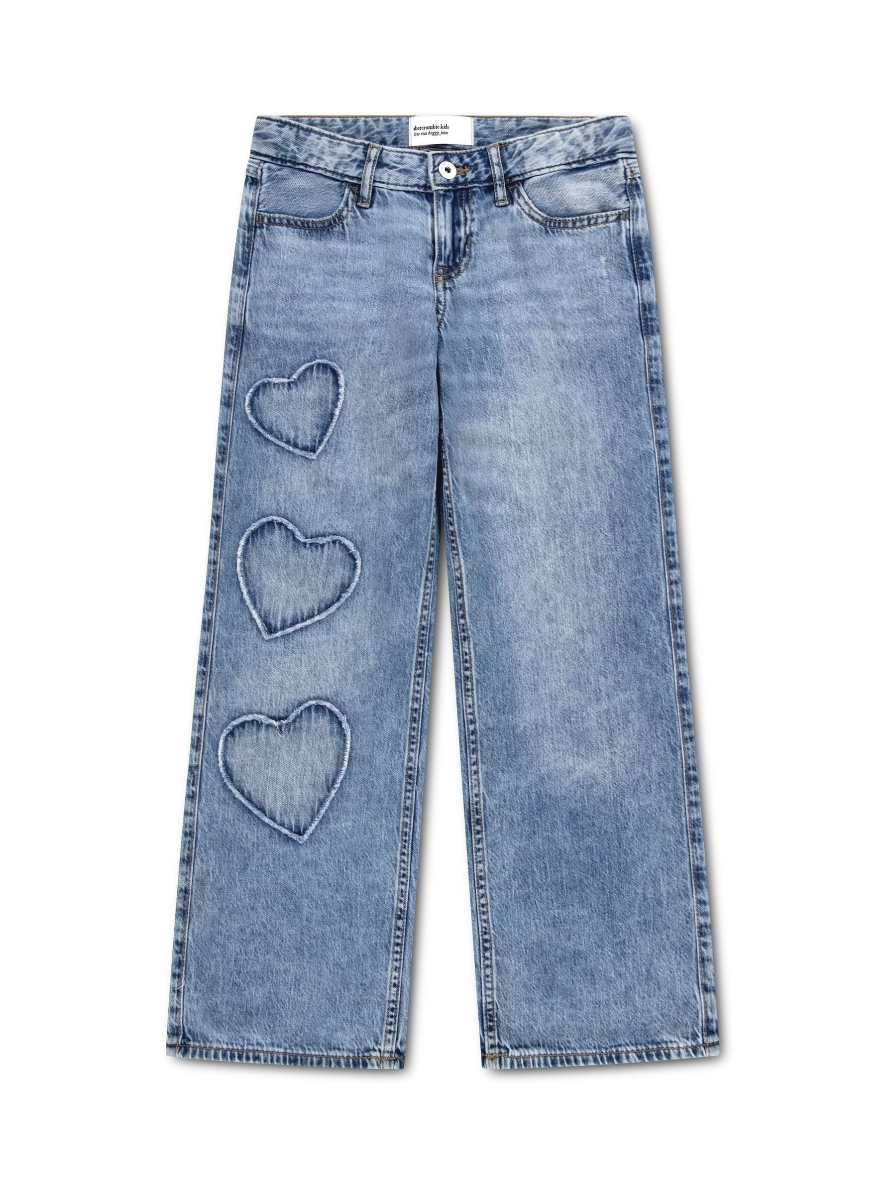 Buy Abercrombie & Fitch Blue Low Rise Hearts Baggy Jeans from the