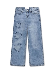Abercrombie & Fitch Blue Low Rise Hearts Baggy Jeans - Image 1 of 5