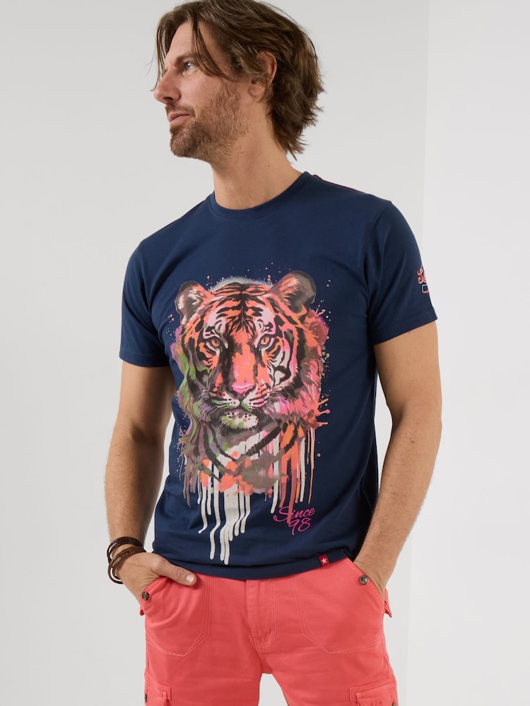 Joe Browns Blue Drippy Tiger T-Shirt - Image 1 of 5