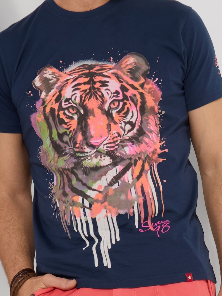 Joe Browns Blue Drippy Tiger T-Shirt - Image 2 of 5