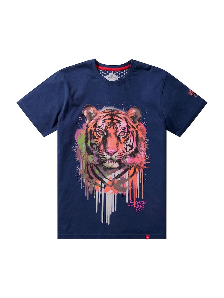 Joe Browns Blue Drippy Tiger T-Shirt - Image 5 of 5