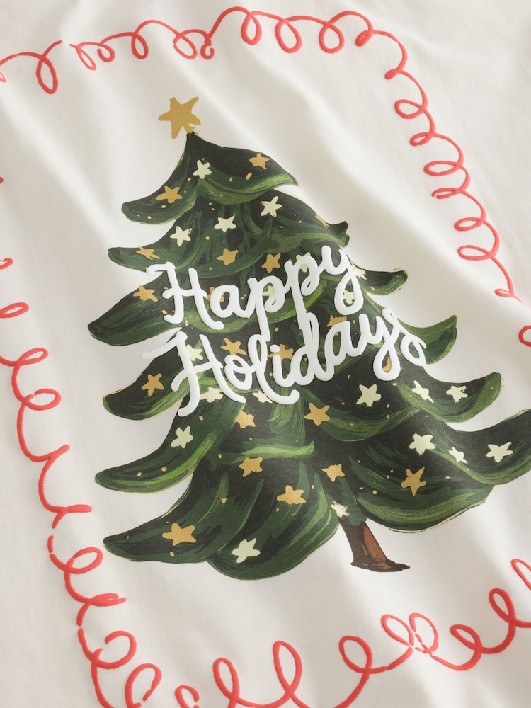 Ecru Happy Holidays Matching Family Christmas Short Sleeve Pyjamas - Image 10 of 10 Ecru Happy Holidays Matching Family Christmas Short Sleeve Pyjamas - Image 10 of 10