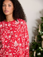 Red Jolly Vibes Matching Family Christmas Long Sleeve Pyjamas - Image 4 of 7
