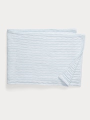 Polo Ralph Lauren Blue Cotton Cable Knit Newborn Blanket - Image 1 of 2